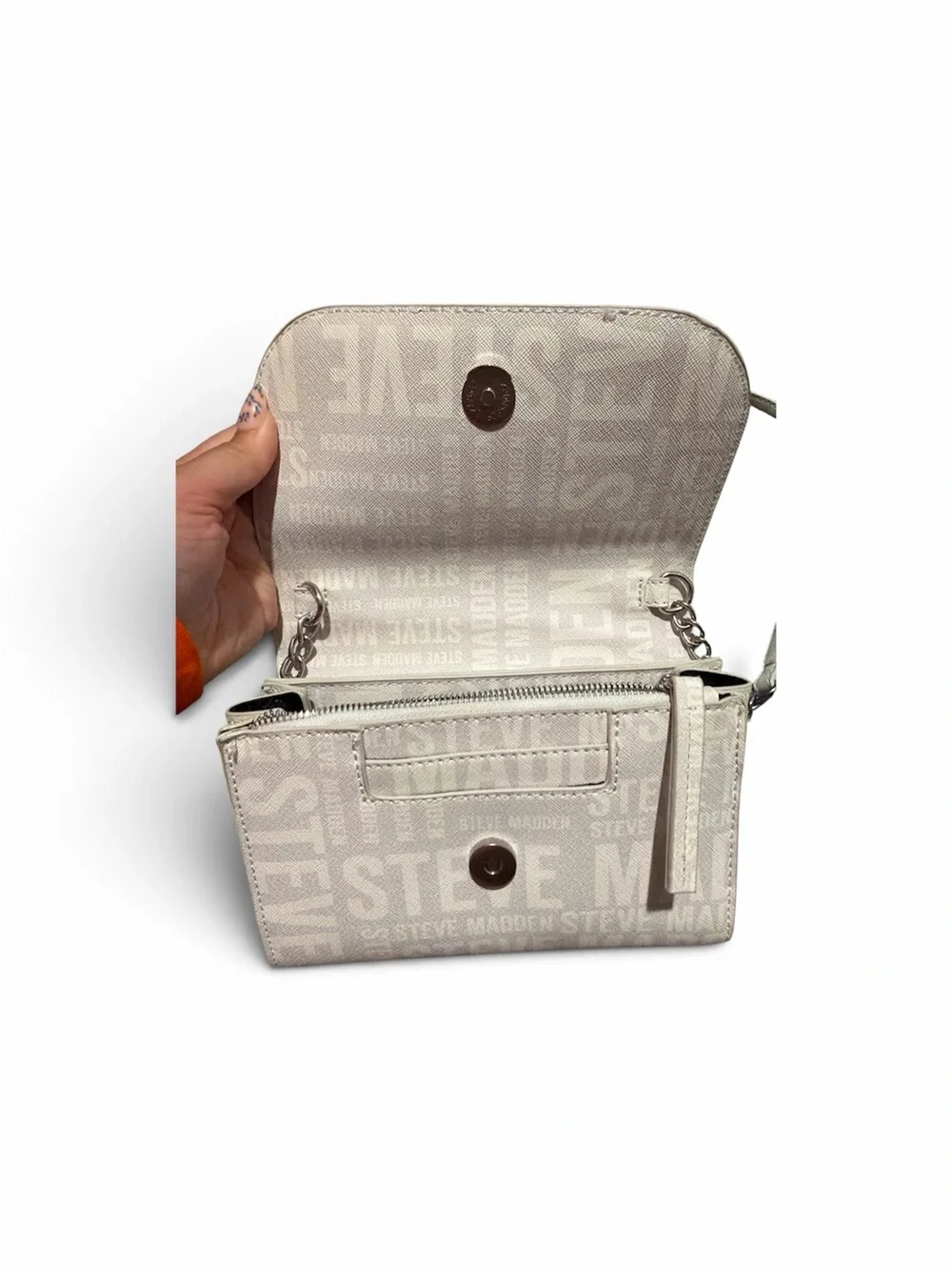 Steve Madden Light Cream Logo Crossbody Bag